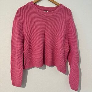 Oversized Pink Cropped Knit Sweater